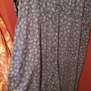 Eddie Bauer Navy Blue Roses Maxi Dress